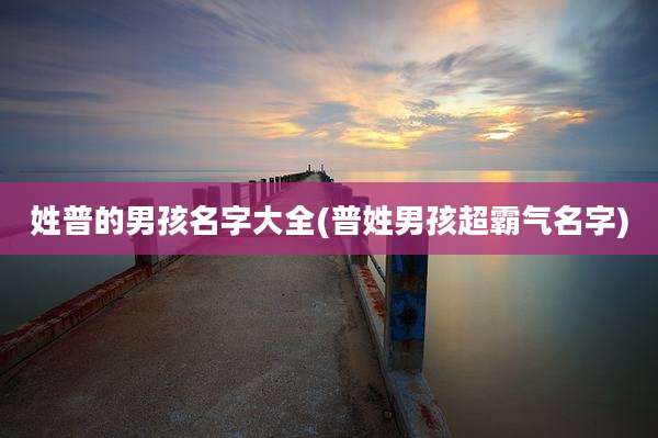 姓普的男孩名字大全(普姓男孩超霸气名字)