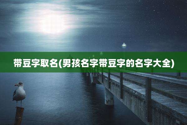 带豆字取名(男孩名字带豆字的名字大全)