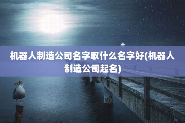 机器人制造公司名字取什么名字好(机器人制造公司起名)