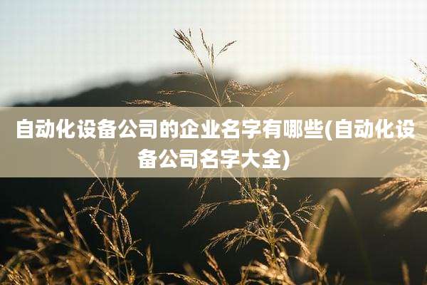 自动化设备公司的企业名字有哪些(自动化设备公司名字大全)