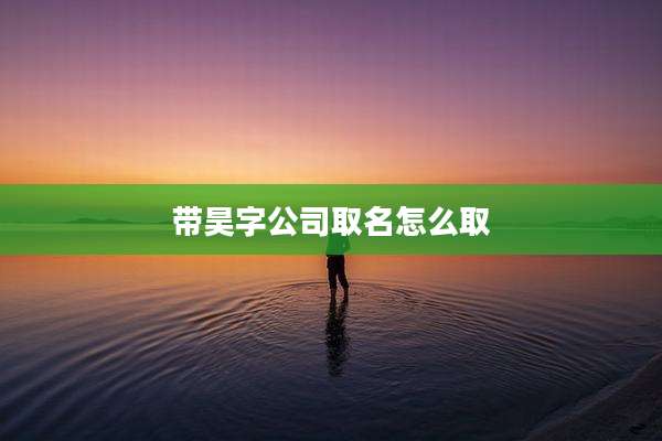 带昊字公司取名怎么取