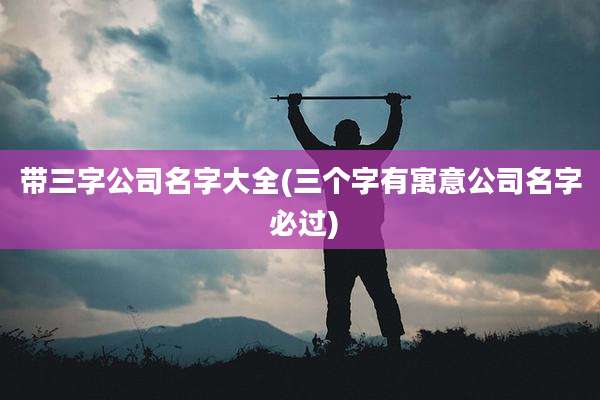 带三字公司名字大全(三个字有寓意公司名字 必过)