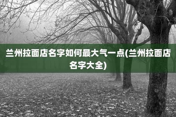 兰州拉面店名字如何最大气一点(兰州拉面店名字大全)
