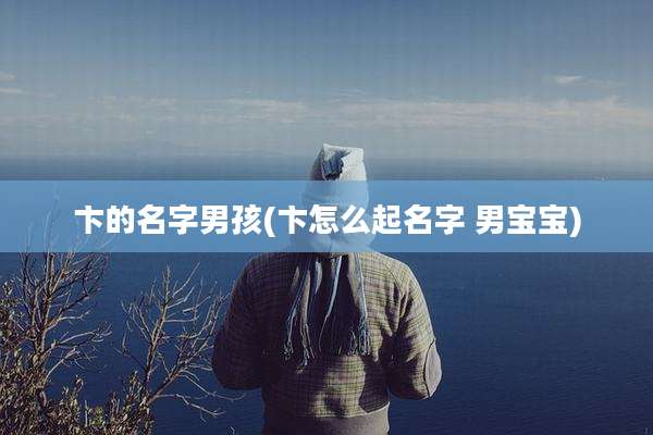 卞的名字男孩(卞怎么起名字 男宝宝)