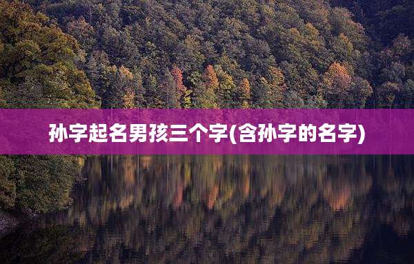 孙字起名男孩三个字(含孙字的名字)