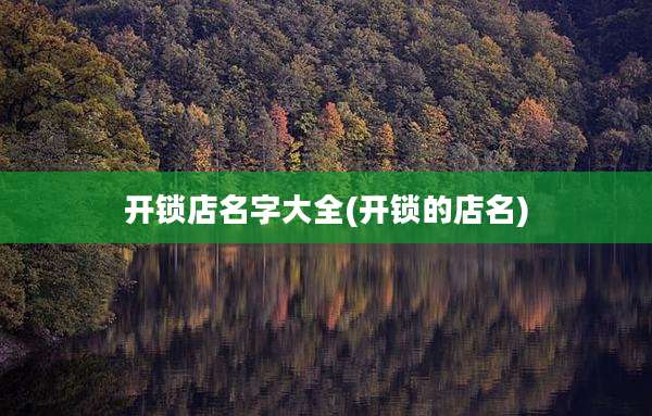 开锁店名字大全(开锁的店名)
