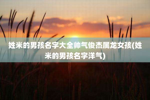 姓米的男孩名字大全帅气俊杰属龙女孩(姓米的男孩名字洋气)