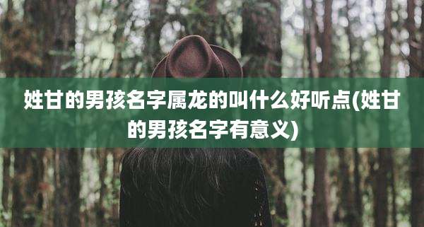 姓甘的男孩名字属龙的叫什么好听点(姓甘的男孩名字有意义)