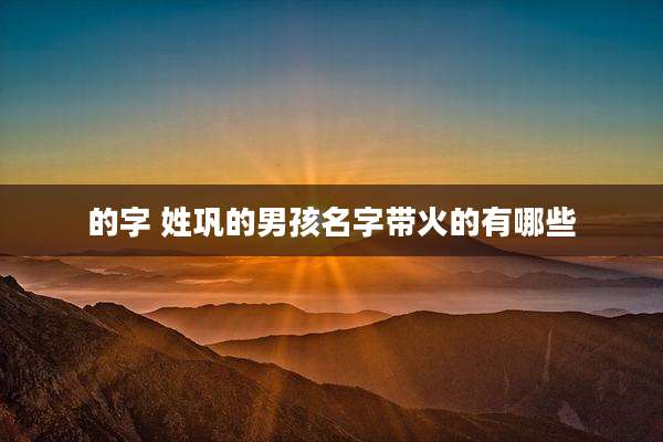 的字 姓巩的男孩名字带火的有哪些