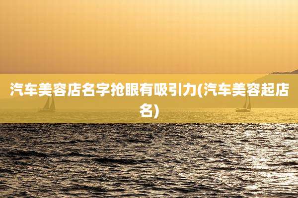 汽车美容店名字抢眼有吸引力(汽车美容起店名)