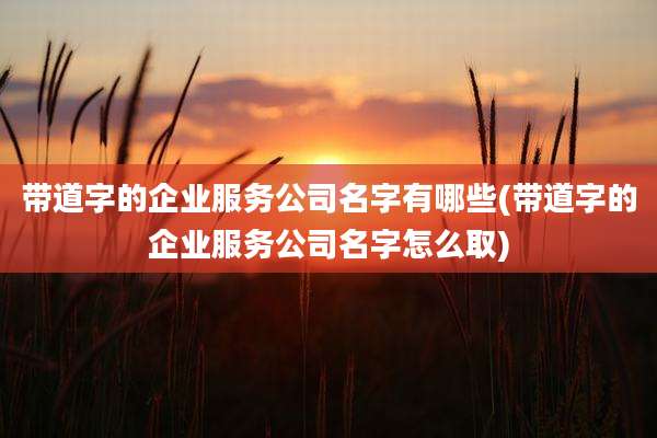 带道字的企业服务公司名字有哪些(带道字的企业服务公司名字怎么取)