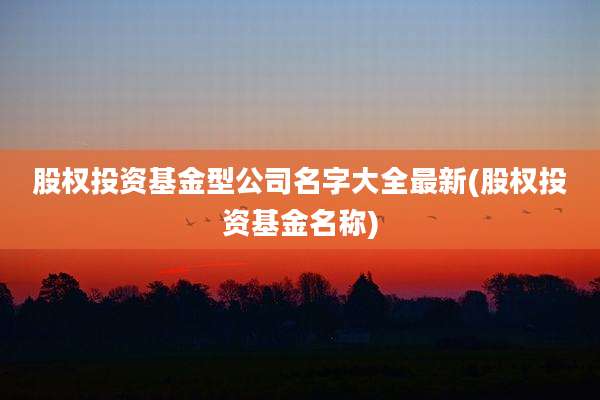 股权投资基金型公司名字大全最新(股权投资基金名称)