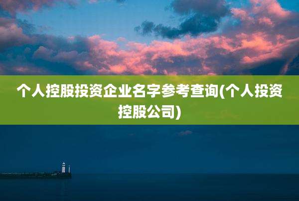 个人控股投资企业名字参考查询(个人投资控股公司)