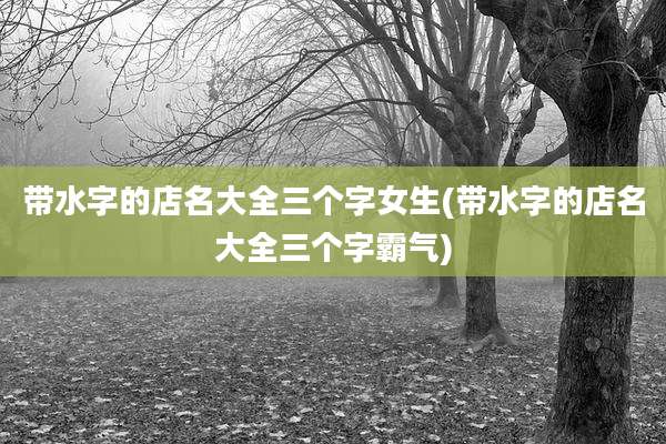 带水字的店名大全三个字女生(带水字的店名大全三个字霸气)
