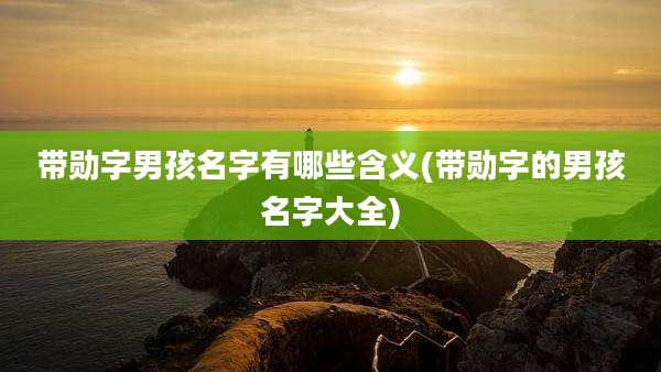 带勋字男孩名字有哪些含义(带勋字的男孩名字大全)