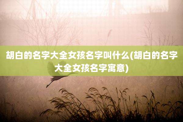 胡白的名字大全女孩名字叫什么(胡白的名字大全女孩名字寓意)