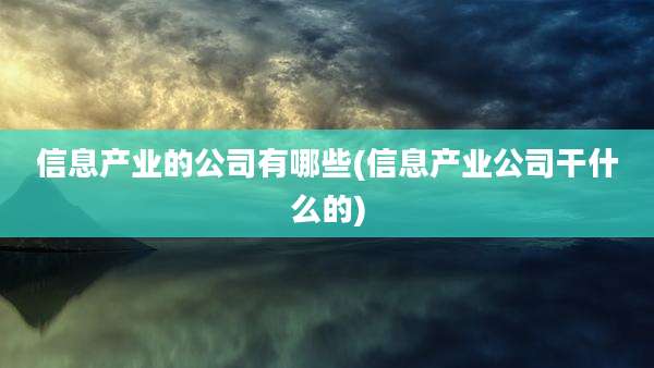 信息产业的公司有哪些(信息产业公司干什么的)