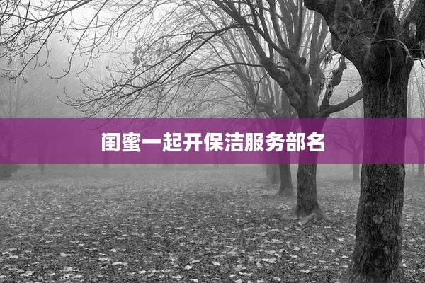 闺蜜一起开保洁服务部名