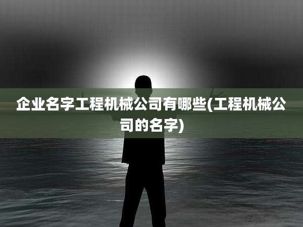 企业名字工程机械公司有哪些(工程机械公司的名字)