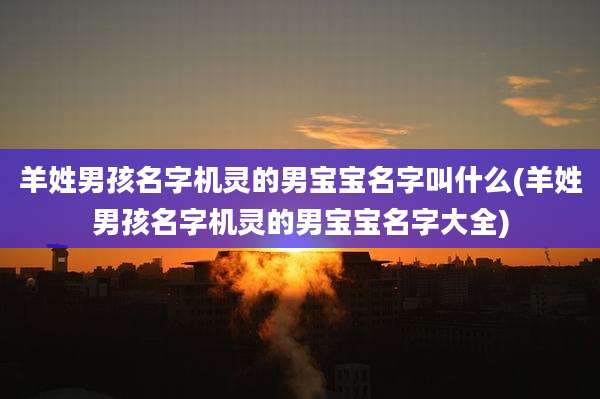 羊姓男孩名字机灵的男宝宝名字叫什么(羊姓男孩名字机灵的男宝宝名字大全)