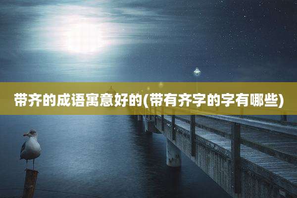 带齐的成语寓意好的(带有齐字的字有哪些)