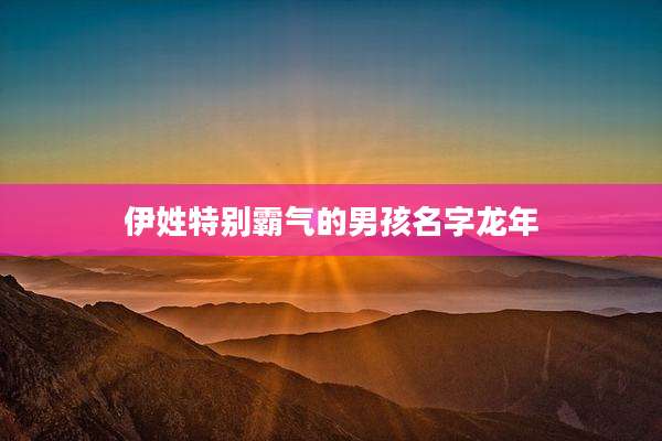 伊姓特别霸气的男孩名字龙年