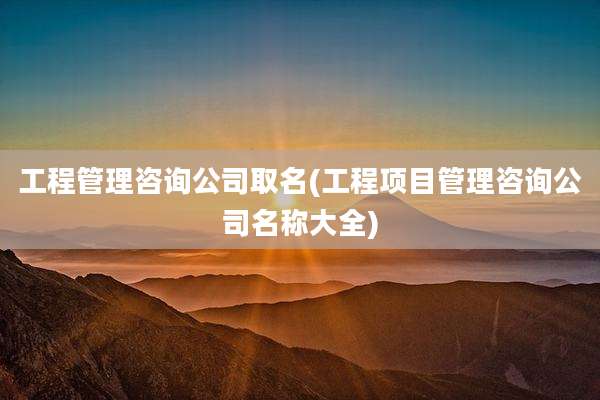 工程管理咨询公司取名(工程项目管理咨询公司名称大全)