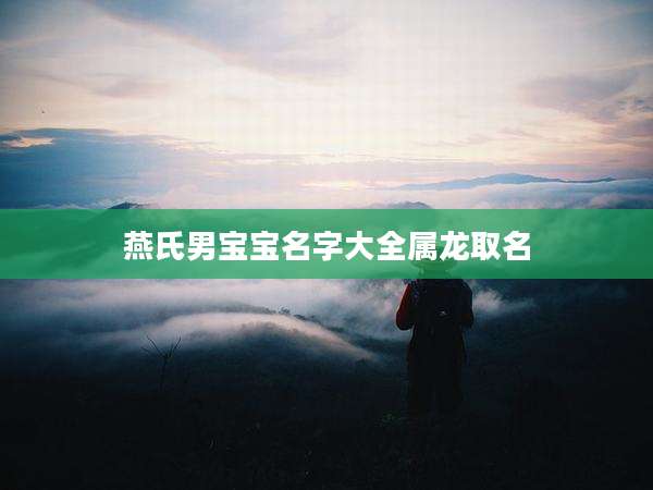 燕氏男宝宝名字大全属龙取名