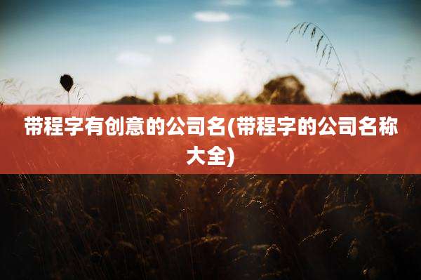 带程字有创意的公司名(带程字的公司名称大全)