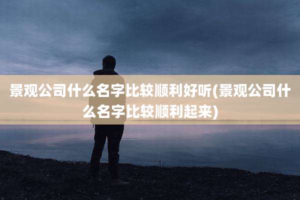 景观公司什么名字比较顺利好听(景观公司什么名字比较顺利起来)