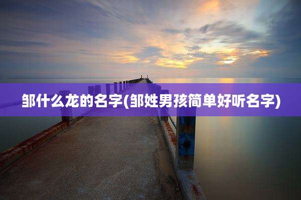 邹什么龙的名字(邹姓男孩简单好听名字)