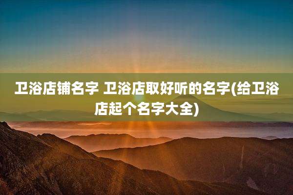 卫浴店铺名字 卫浴店取好听的名字(给卫浴店起个名字大全)