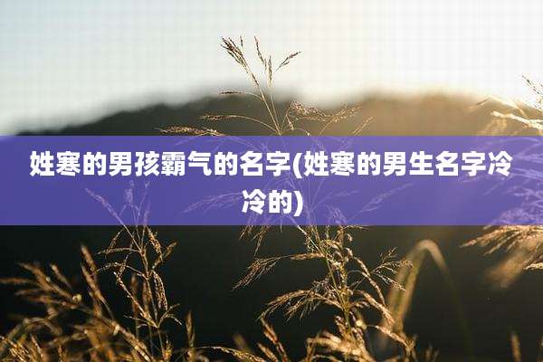 姓寒的男孩霸气的名字(姓寒的男生名字冷冷的)