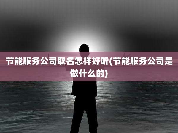 节能服务公司取名怎样好听(节能服务公司是做什么的)
