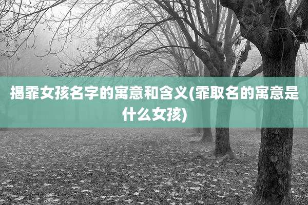 揭霏女孩名字的寓意和含义(霏取名的寓意是什么女孩)