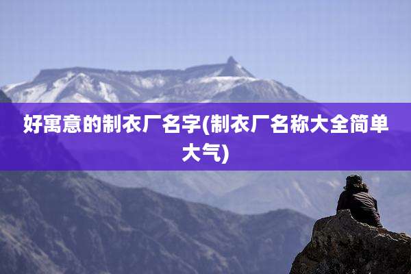 好寓意的制衣厂名字(制衣厂名称大全简单大气)