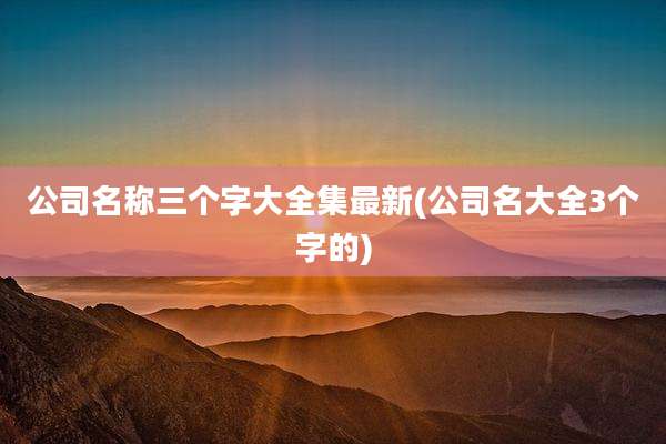 公司名称三个字大全集最新(公司名大全3个字的)