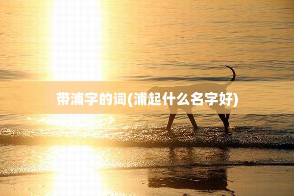 带浦字的词(浦起什么名字好)