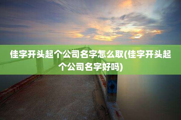 佳字开头起个公司名字怎么取(佳字开头起个公司名字好吗)
