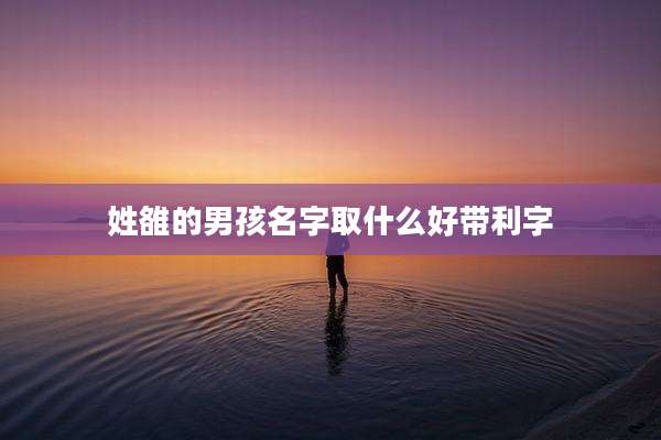 姓雒的男孩名字取什么好带利字