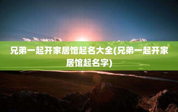 兄弟一起开家居馆起名大全(兄弟一起开家居馆起名字)