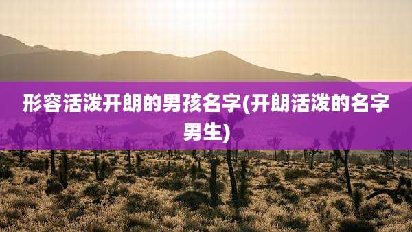 形容活泼开朗的男孩名字(开朗活泼的名字男生)
