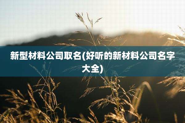 新型材料公司取名(好听的新材料公司名字大全)