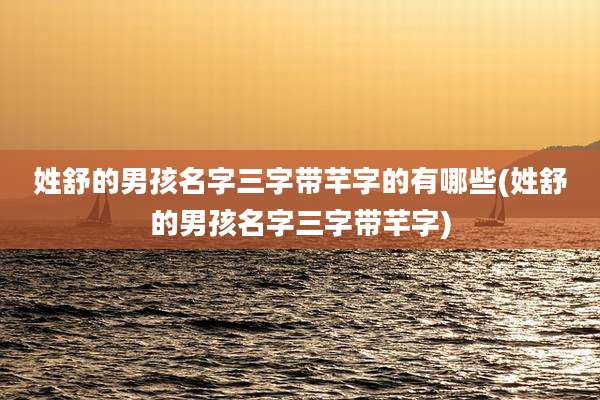 姓舒的男孩名字三字带芊字的有哪些(姓舒的男孩名字三字带芊字)