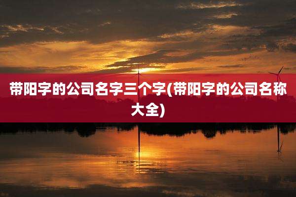 带阳字的公司名字三个字(带阳字的公司名称大全)