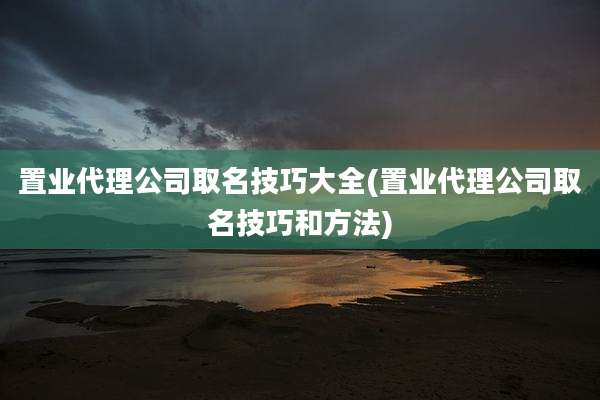 置业代理公司取名技巧大全(置业代理公司取名技巧和方法)