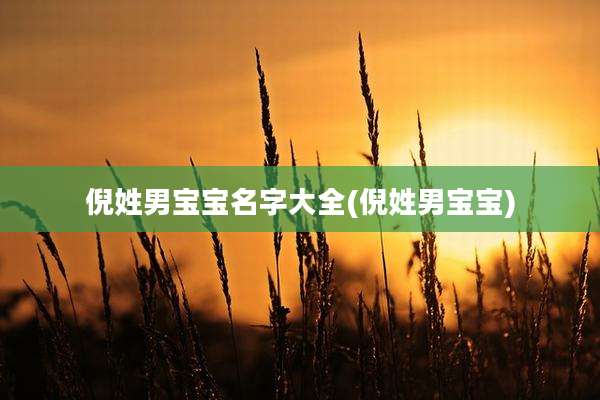 倪姓男宝宝名字大全(倪姓男宝宝)