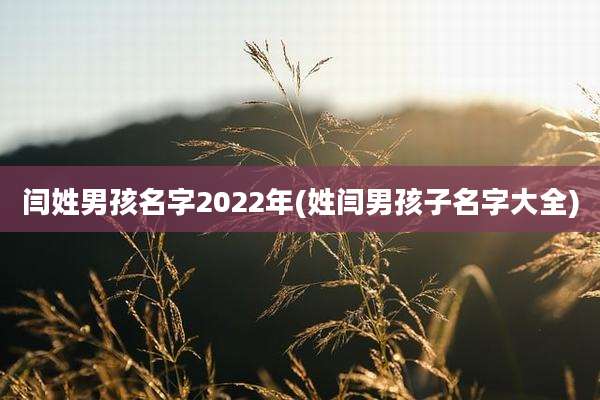 闫姓男孩名字2022年(姓闫男孩子名字大全)
