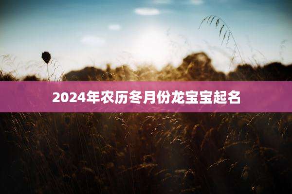 2024年农历冬月份龙宝宝起名