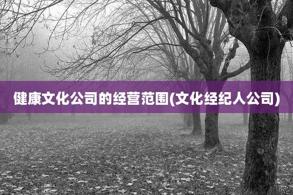 健康文化公司的经营范围(文化经纪人公司)